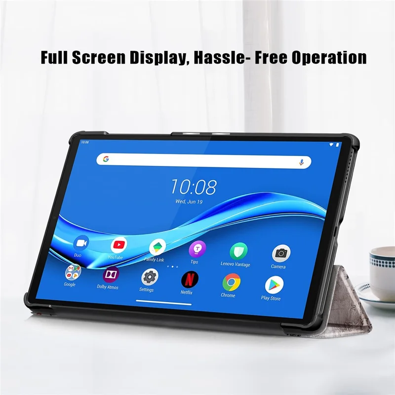 Pattern Printing Leather Smart Case Dual-Angle Tri-fold Stand Auto-Wake/Sleep Tablet Cover for Lenovo Smart Tab M10 FHD Plus/Tab M10 Plus TB-X606F - Eiffel Tower