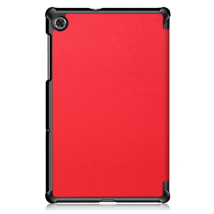 Strukturierter Leder-Dreifach-Ständer-Hülle Auto-Wake/Sleep Smart Tablet-Hülle Ultra Slim für Lenovo Smart Tab M10 FHD Plus/Tab M10 Plus TB-X606F - Rot