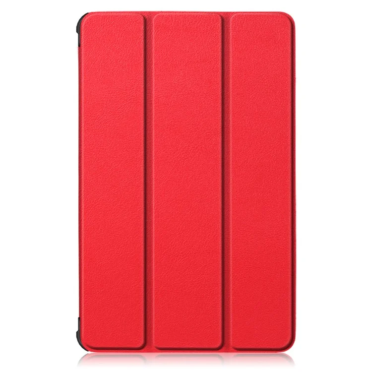 Текстурированная Кожаная Тройная Стенда Case Auto-wake/sleem Smart Tablet Cover Ultra Slim Для Lenovo Smart Tab M10 FHD Plus/Tab M10 Plus TB-X606F - Красный