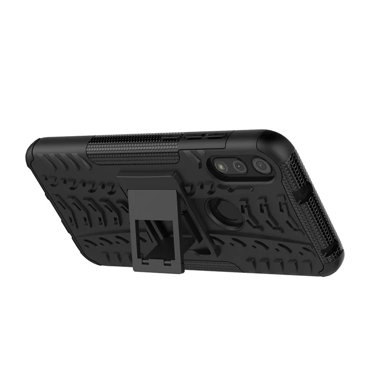 Cool Tyre Skin PC + TPU Cover with Kickstand for Motorola Moto E (2020) - Black