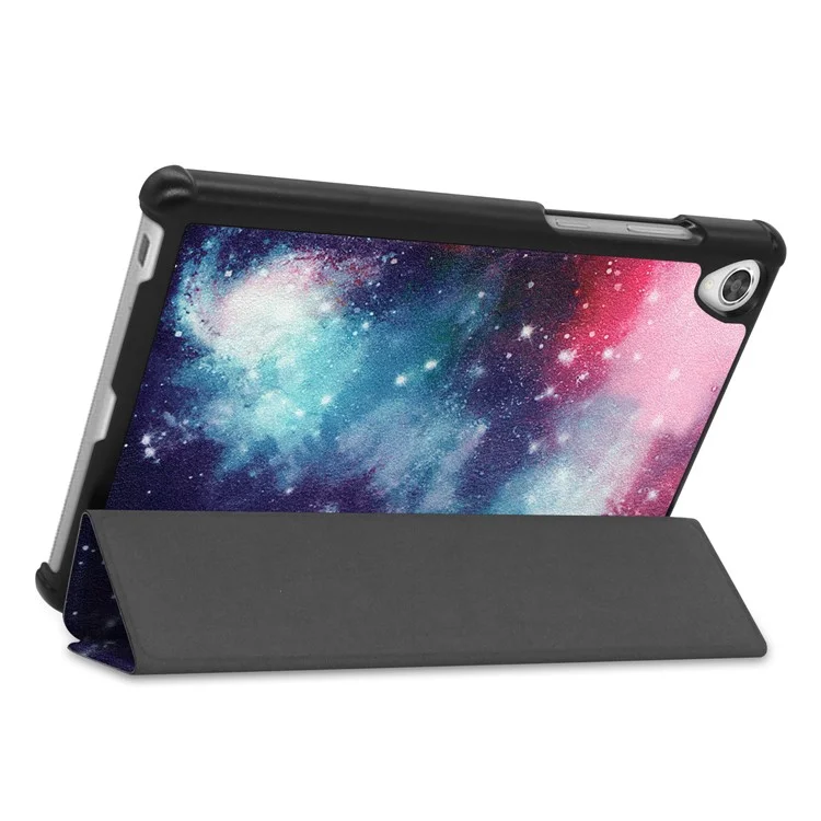Capa de Suporte de Couro de Dobra Tripla com Impressão de Padrão para Lenovo Tab M8 - Céu Estrelado