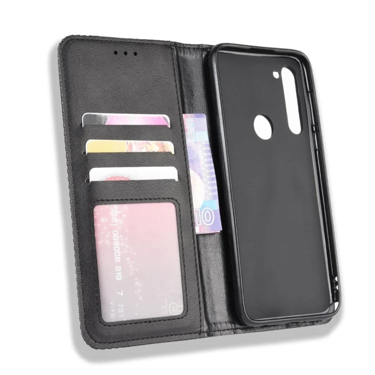 Auto-absorbed Retro Leather Wallet Protector Case for Motorola Moto G Stylus / G Pro - Black