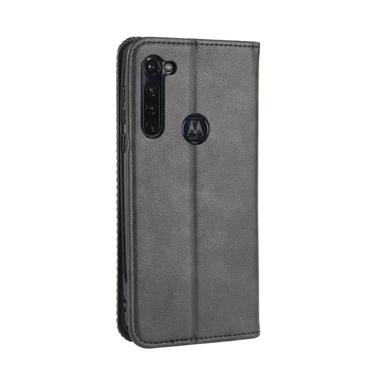 Auto-absorbierter Retro-Leder-Wallet Protector-Hülle Für Motorola Moto G-Stift / G Pro. - Schwarz