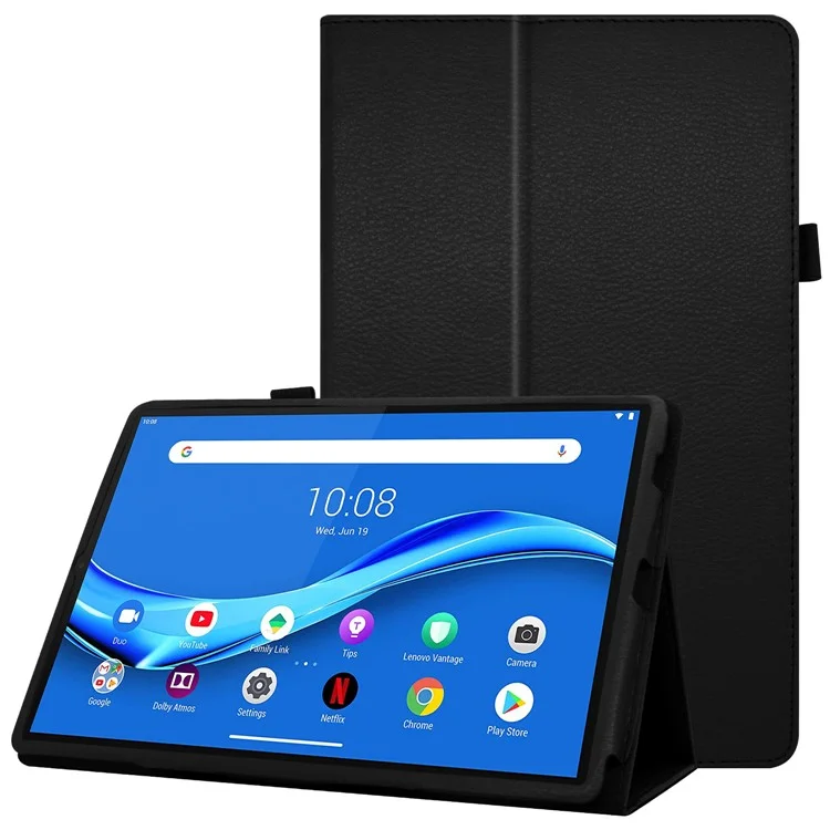 Para Lenovo Tab M10 Plus TB-X606F PU Catela Catura Taplo de Combato de Chumplo de Chumple - Preto