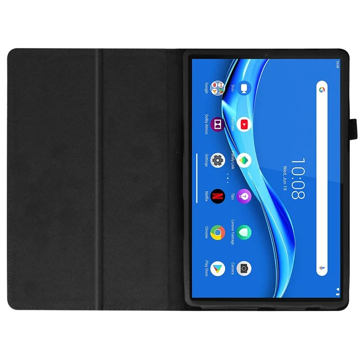 Per Lenovo Tab M10 Plus TB-X606F Custodia in pelle PU antiurto, con supporto e porta-matita elastico - Nero