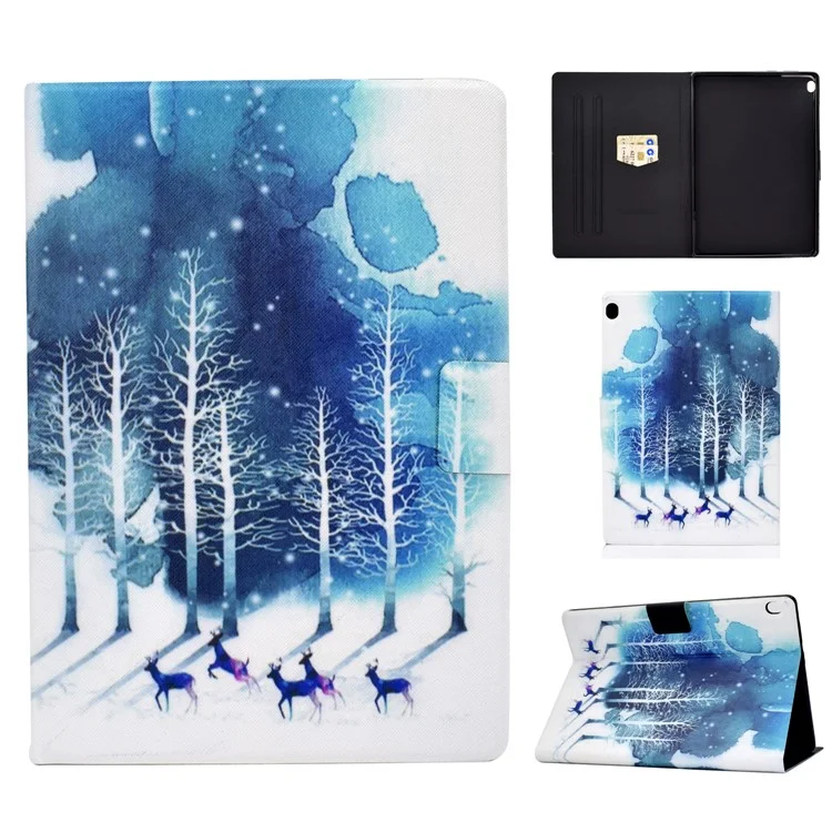 Pattern Printing Leather Stand Taplet Cubrida Para Lenovo Tab M10 TB-X605F - Bosque y Alce