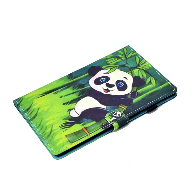 Pattern Printing Stand Card Holder Leather Tablet Case for Lenovo Tab M10 Plus TB-X606F - Panda and Bamboo