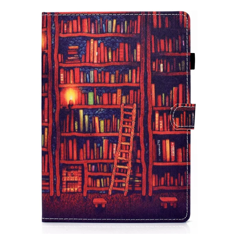 Pattern Printing Leather Card Holder Tablet Case for Lenovo Tab M10 TB-X605F - Bookshelf