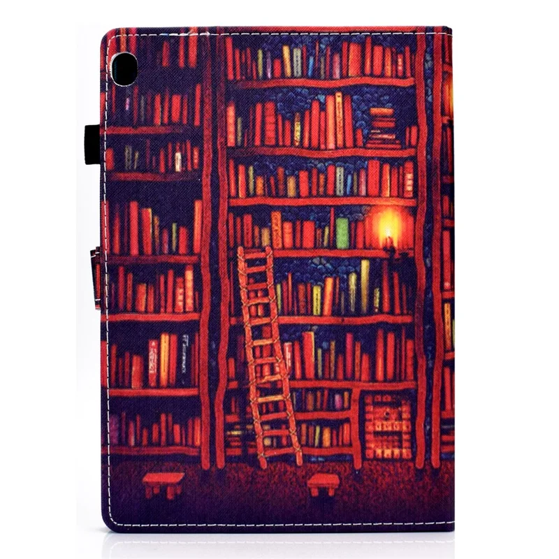 Pattern Printing Leather Card Holder Tablet Case for Lenovo Tab M10 TB-X605F - Bookshelf