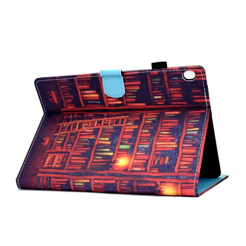 Pattern Printing Leather Card Holder Tablet Case for Lenovo Tab M10 TB-X605F - Bookshelf