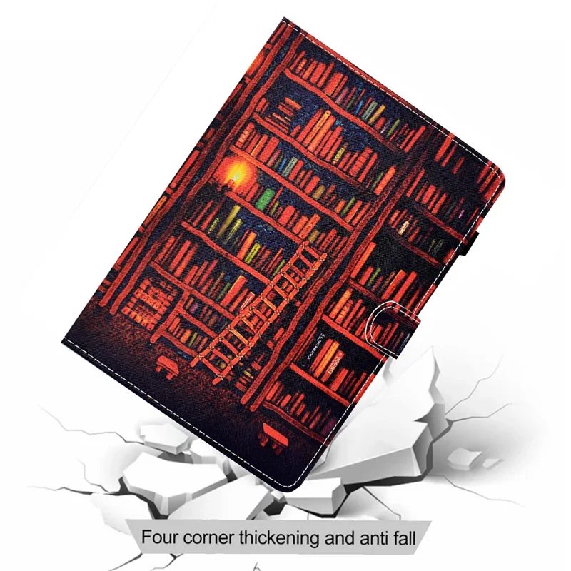 Pattern Printing Leather Card Holder Tablet Case for Lenovo Tab M10 TB-X605F - Bookshelf