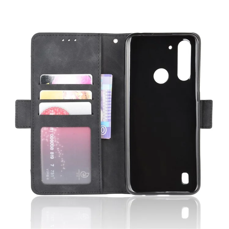 Multiple Card Slots PU Leather Shell for Motorola Moto G8 Power Lite - Black