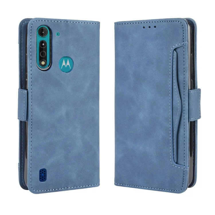 Multiple Card Slots PU Leather Shell for Motorola Moto G8 Power Lite - Blue