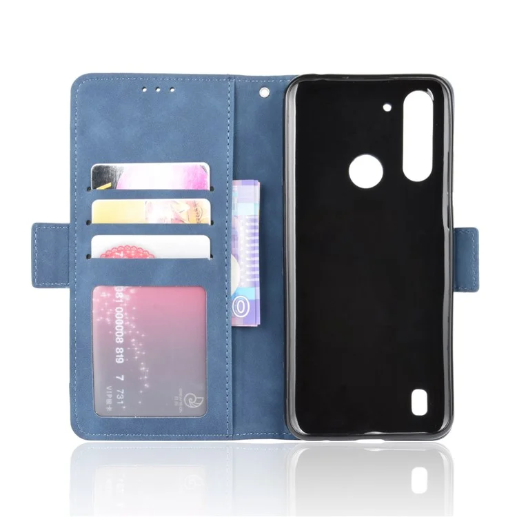 Plusieurs Emplacements de Carte PU en Cuir Pour Moteur Motola Moto G8 Power Lite - Bleu