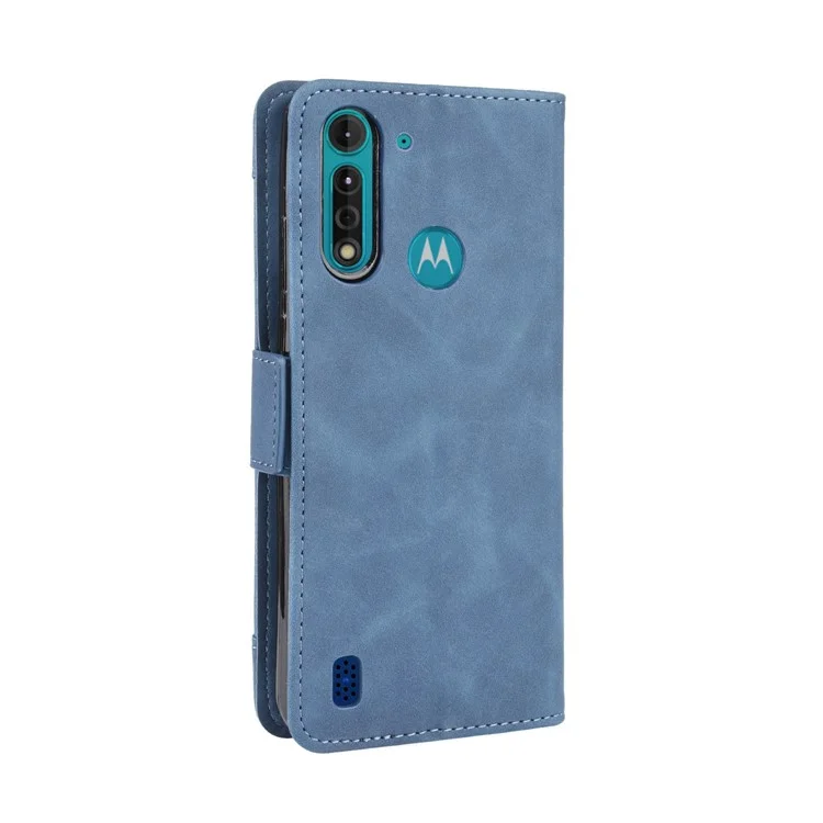 Multiple Card Slots PU Leather Shell for Motorola Moto G8 Power Lite - Blue