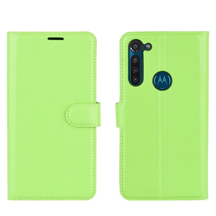 Litchi Skin with Wallet Leather Cover for Motorola Moto G8 Power - Green