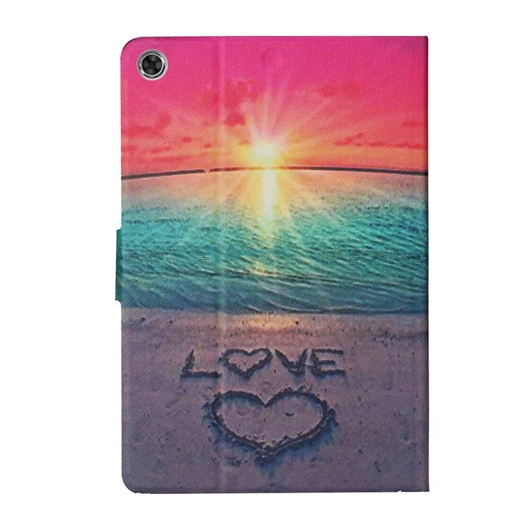 Modèle D'impression Pour Cartes à Sous en Cuir Couvercle en Cuir Pour Lenovo Tab M10 Plus TB-X606F - Amour en Bord de Mer