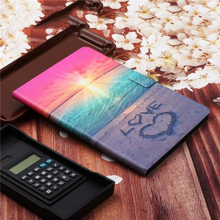 Modèle D'impression Pour Cartes à Sous en Cuir Couvercle en Cuir Pour Lenovo Tab M10 Plus TB-X606F - Amour en Bord de Mer