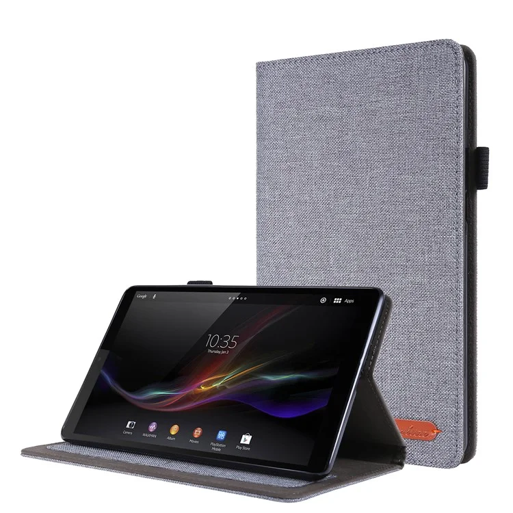 Ranuras de la Tarjeta de Textura de Tela Cubierta de Cuero Para Lenovo Tab M8/Tab M8 (2da Generación) - Gris