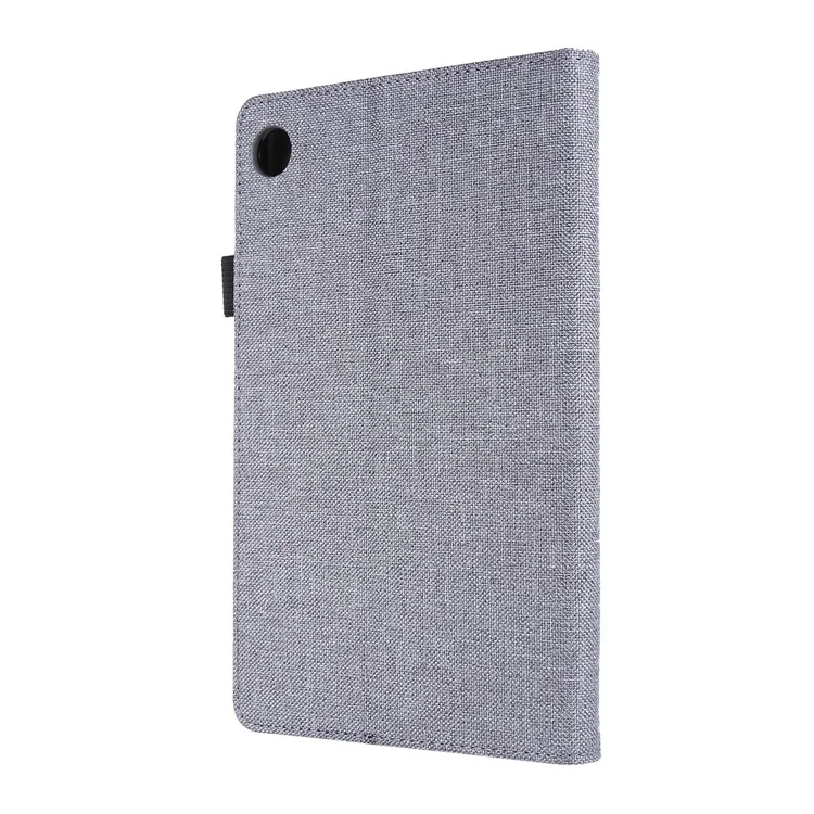 Casta de Textura de Pano Tampa de Couro Para Lenovo Tab M8/Tab M8 (2ª Geração) - Cinza