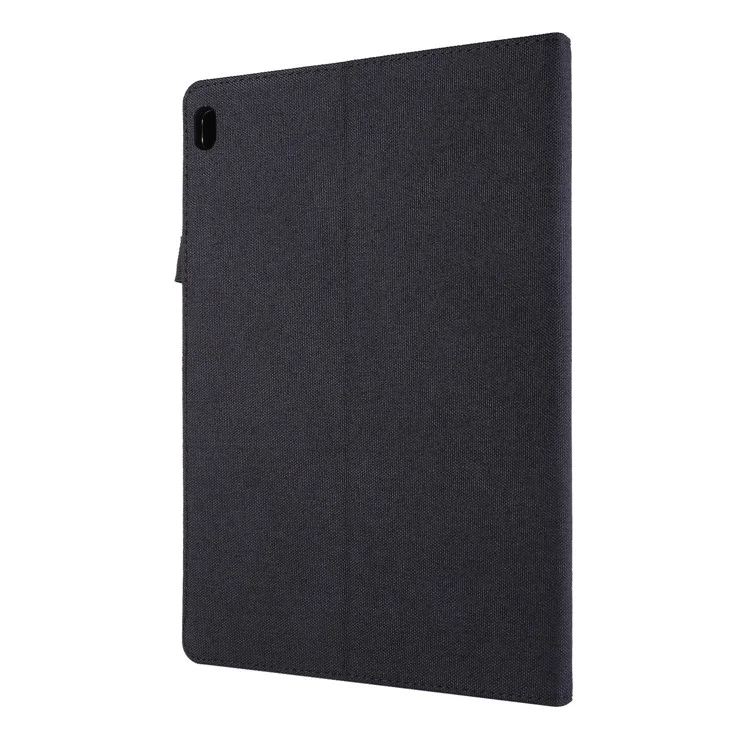 Cloth Texture Leather Tablet Shell with Card Holder Stand for Lenovo Tab E10 - Black