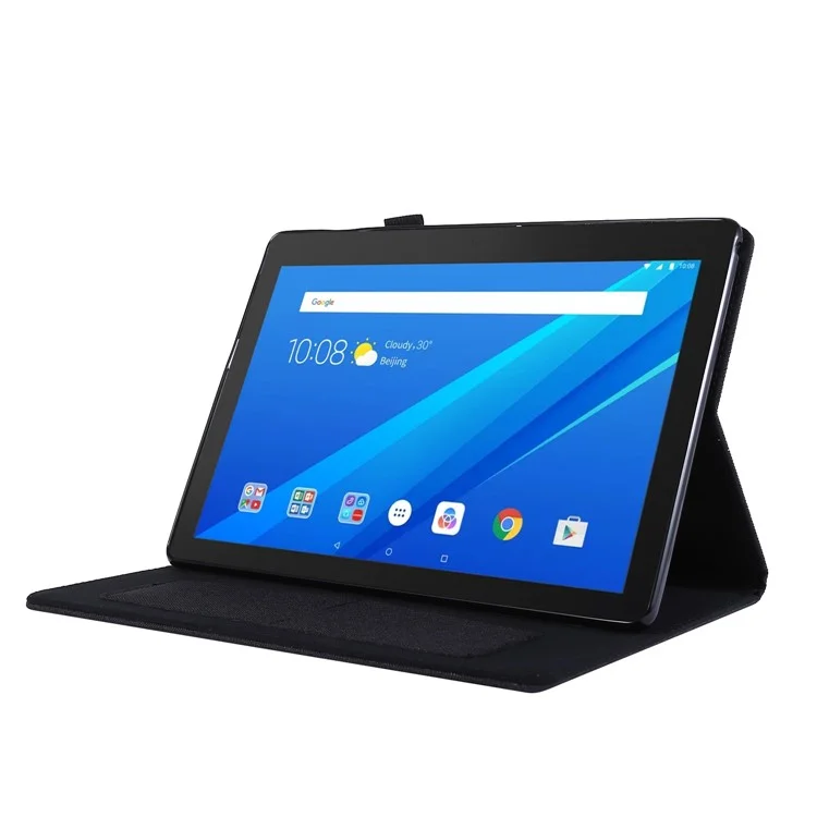 Tavoletta in Pelle di Texture in Stoffa Con Supporto Per Supporto Per Lenovo Tab E10 - Nero