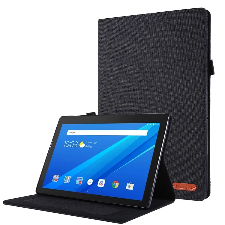 Custodia Protettiva In Pelle Con Slot Per Schede Di Texture Di Stoffa Per Lenovo Tab M10 TB-X605F - Nero