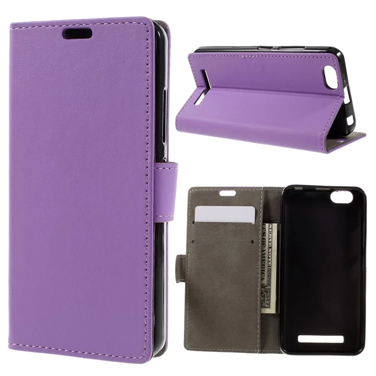 Flip Leather Case with Card Slots for Lenovo Vibe C A2020 - Purple