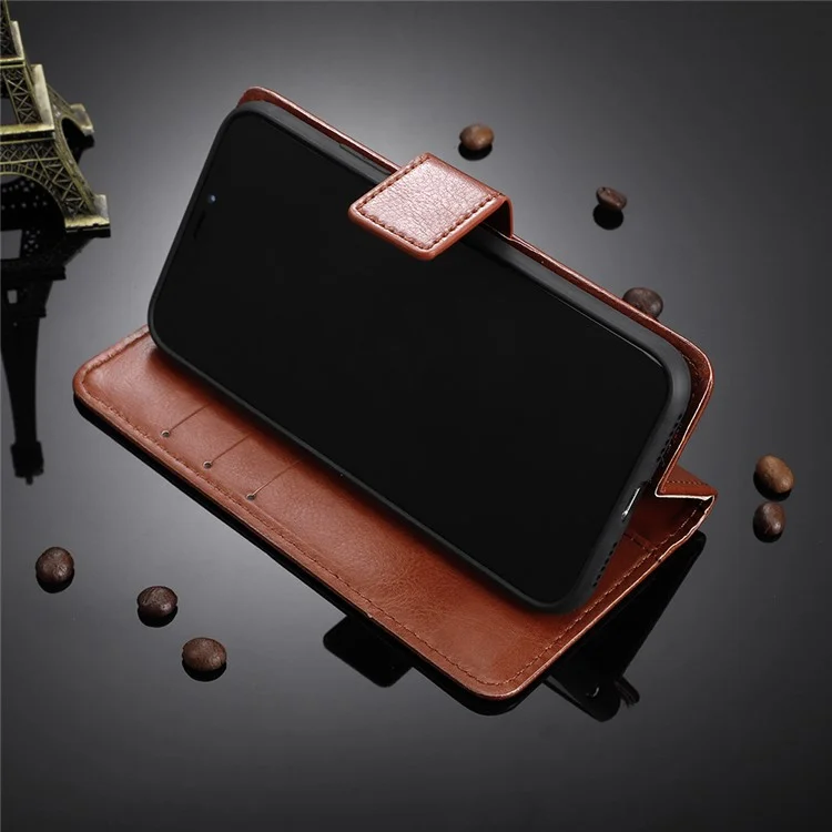 Crazy Horse Texture Wallet Stand Leather Phone Case for Motorola Moto Moto E6i / E6s (2020) - Brown