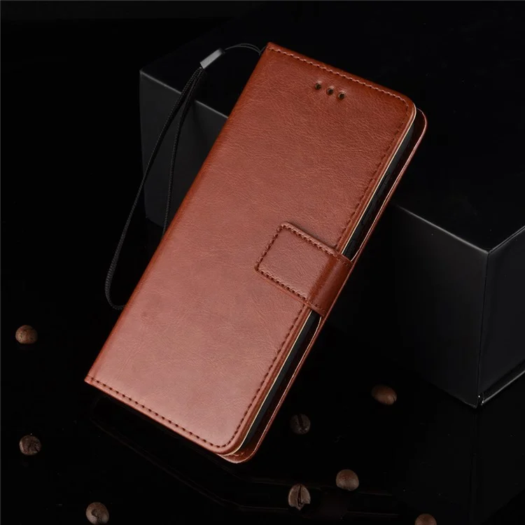 Crazy Horse Texture Wallet Stand Leather Phone Case for Motorola Moto Moto E6i / E6s (2020) - Brown