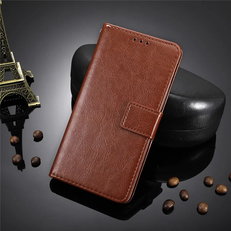Crazy Horse Texture Wallet Stand Leather Phone Case for Motorola Moto Moto E6i / E6s (2020) - Brown