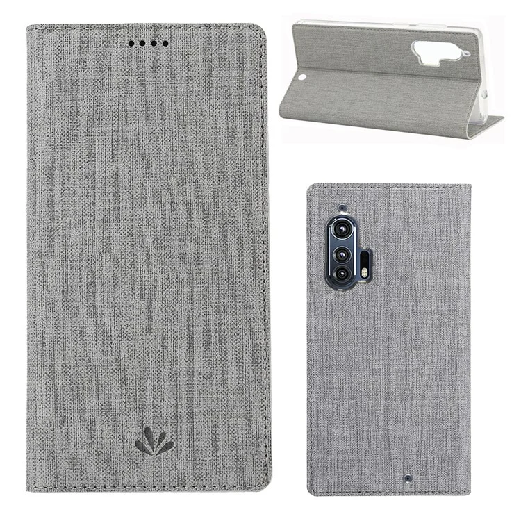 VILI DMX Card Holder Leather Stand Shell Mobile Phone Cover for Motorola Edge Plus - Grey