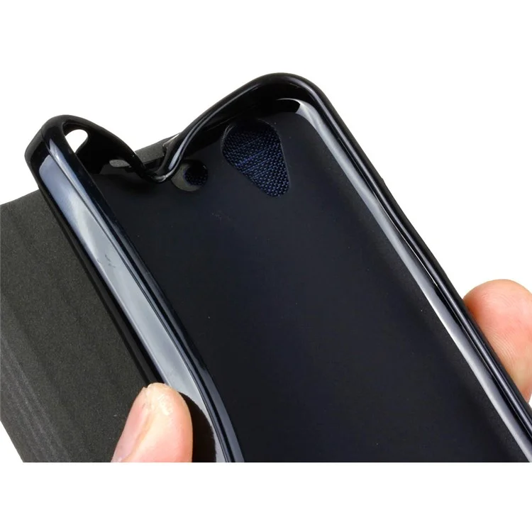 Assorted Color Linen Leather Card Slot Cover for Lenovo Vibe K5/K5 Plus - Dark Grey