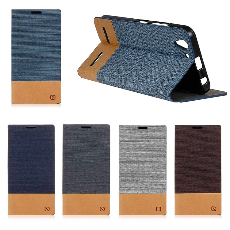 Assorted Color Linen Leather Card Slot Cover for Lenovo Vibe K5/K5 Plus - Dark Grey