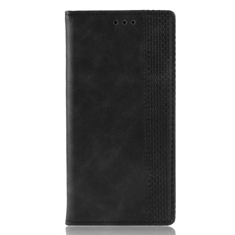 Auto-absorbed Retro Leather Wallet Protective Case for Motorola Moto One Fusion Plus - Black