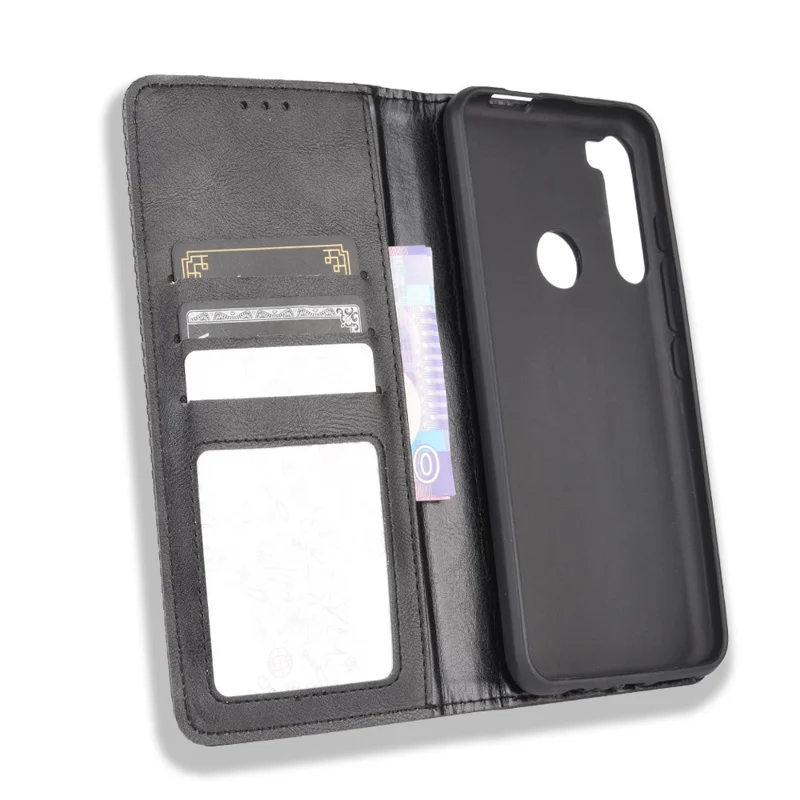 Auto-absorbed Retro Leather Wallet Protective Case for Motorola Moto One Fusion Plus - Black
