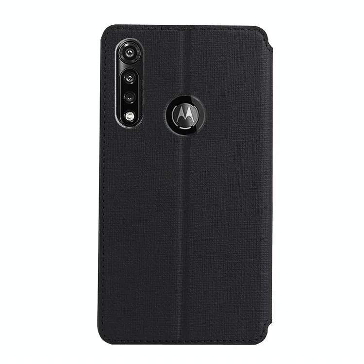 VILI DMX Cross Texture Leather Card Holder Case for Motorola Moto G Power - Black