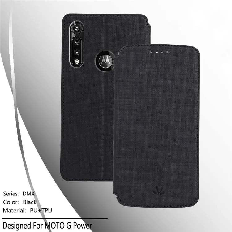 VILI DMX Cross Texture Leather Doster Card Для Motorola Moto G Power - Черный