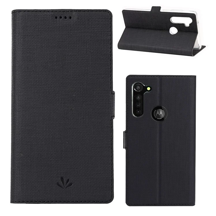 VILI DMK Leather Double Cards Side Buckle Style Phone Cover for Motorola Moto G Stylus/Moto G Pro - Black