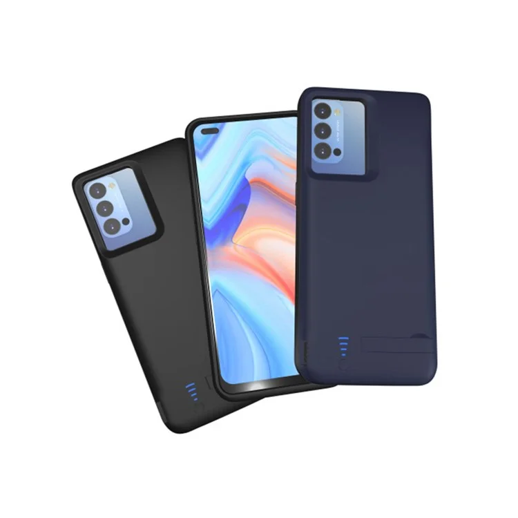 Case de Cargador de Batería de 5000 Mah Con Puerto USB de Kickstand Para Oppo Reno4 5G - Negro