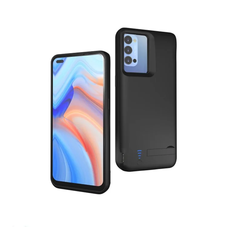 5000mAh Battery Charger Case with Kickstand USB Port for Oppo Reno4 5G - Black