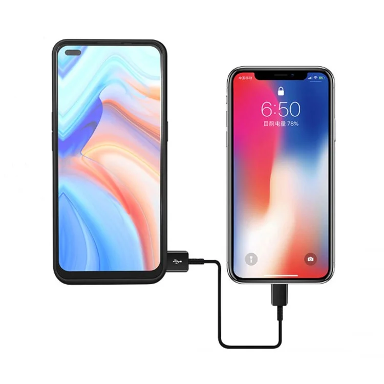 5000 -mah -batterie -ladegerät Mit Kickstand USB -anschluss Für Oppo Reno4 5G - Schwarz