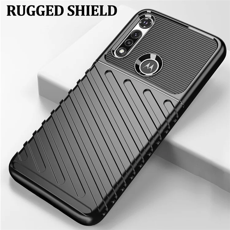 Capa de Telefone Suave TPU com Textura Tela de Sarja da Série Thunder para o Motorola Moto G Fast - Preta