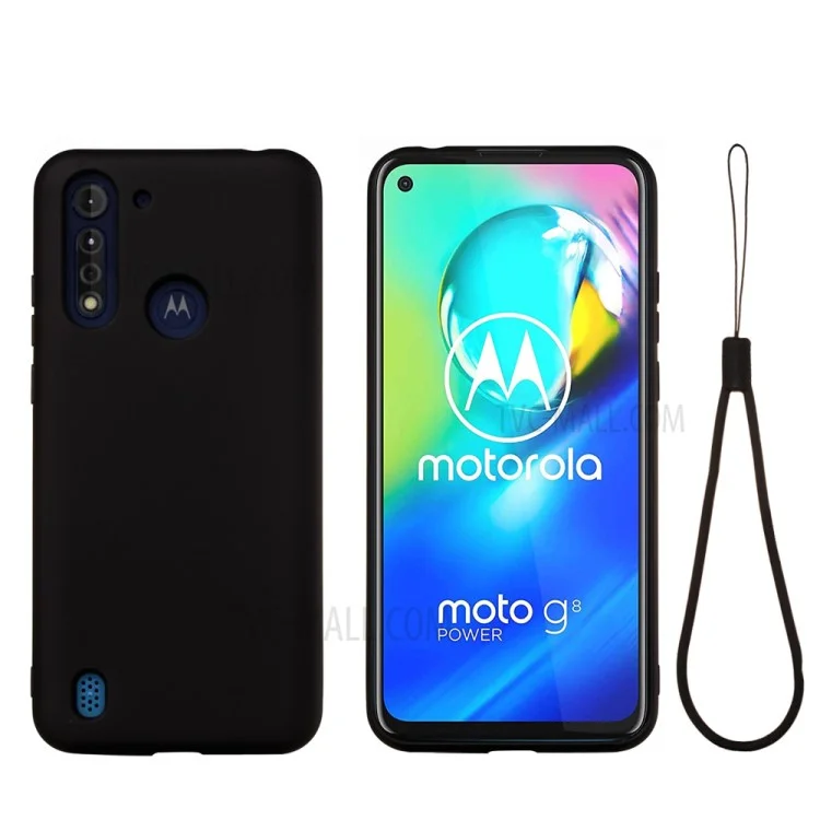 Cáscara de Caja de Silicona Líquida Para la Potencia de Motorola Moto G8 - Negro