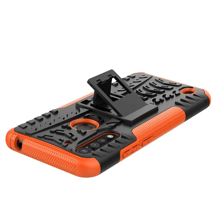 Cool Tyre PC + TPU Hybrid Shell with Kickstand for Motorola Moto G8 Power Lite - Orange