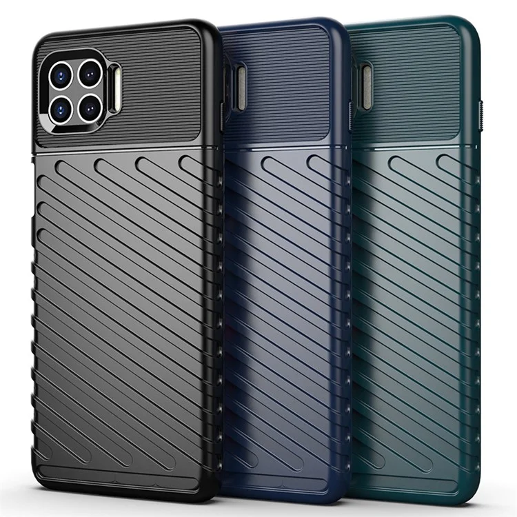 Funda protectora de teléfono de textura de tela de la serie Thunder suave TPU para Motorola Moto G 5G Plus - Azul