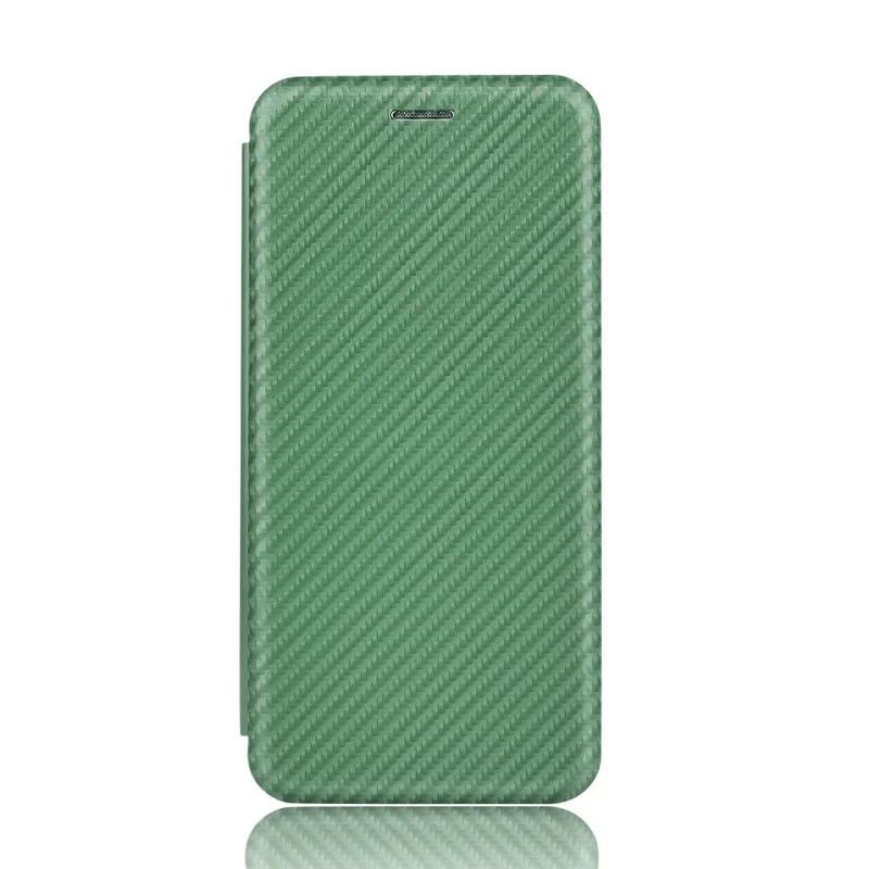 Auto-absorbed Carbon Fiber Texture Stand Leather Case for Motorola Moto G 5G Plus - Green