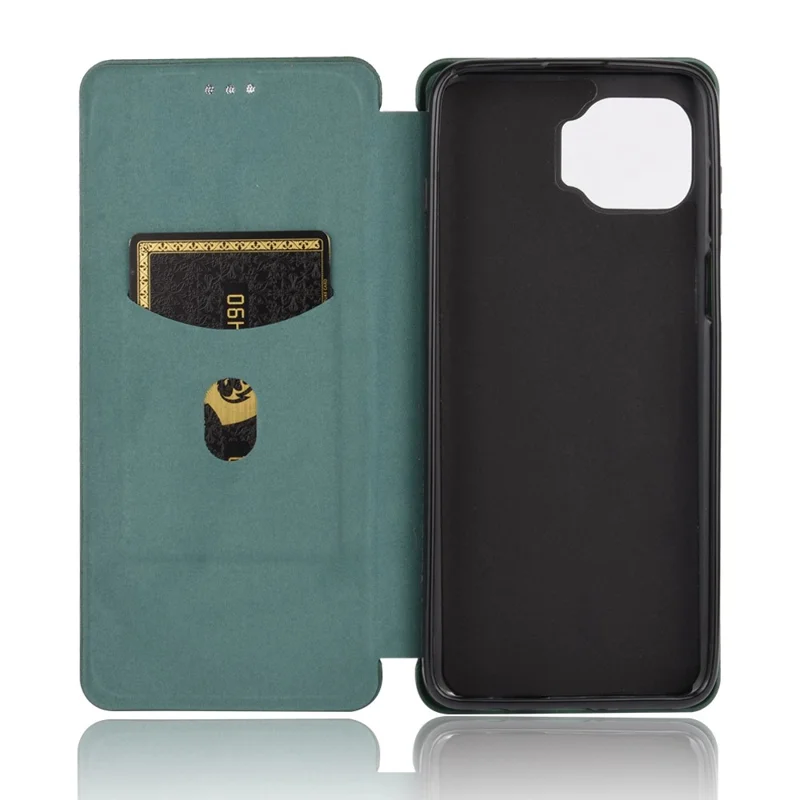Auto-absorbed Carbon Fiber Texture Stand Leather Case for Motorola Moto G 5G Plus - Green