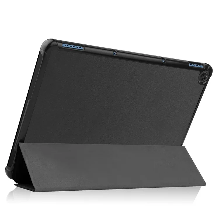 Litch Skin PU Leather Tri-fold Stand Shell for Lenovo Chromebook Duet Tablet Case - Black