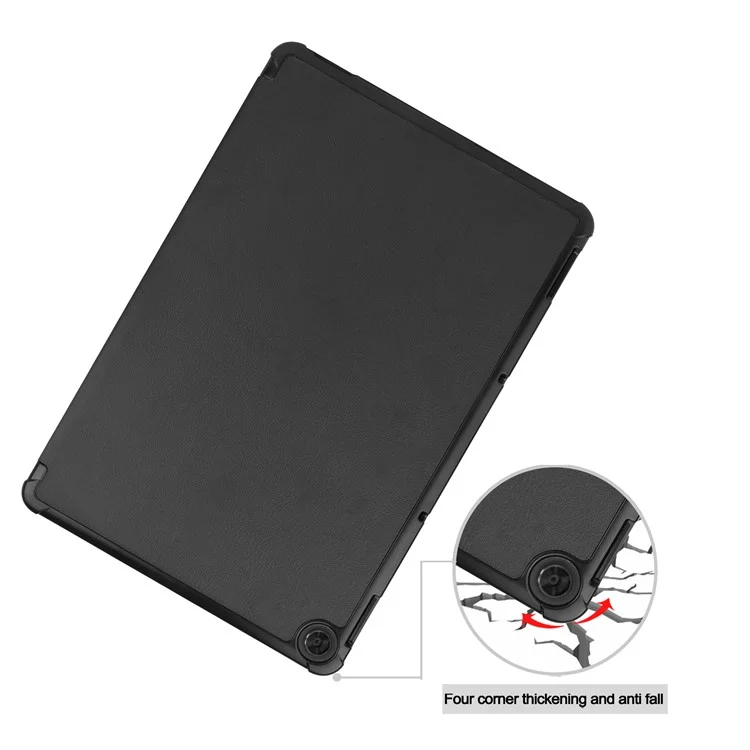 Litch Skin PU Leather Tri-fold Stand Shell for Lenovo Chromebook Duet Tablet Case - Black